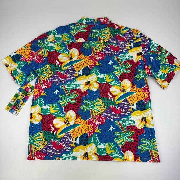 NWT Vintage Cherokee Women Juniors Size M Hawaiian Shirt Floral Short Sleeve USA - Picture 5 of 5